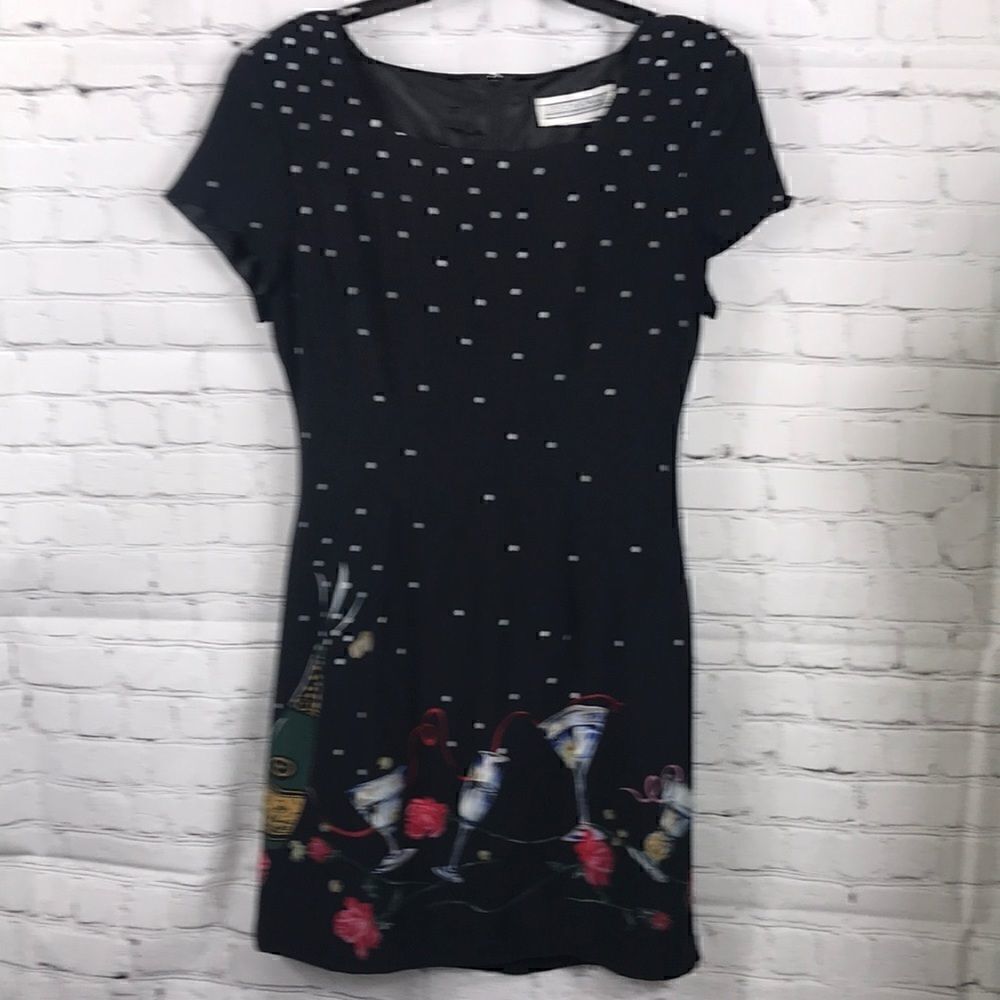Happy New Year Vintage Jessica Howard Black Cocktail Dress Sz 10 EUC worn once